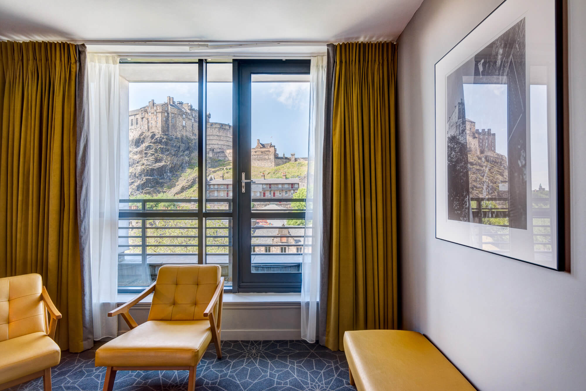 View of Edinburgh Castle from room with balcony at Apex Grassmarket Hotel