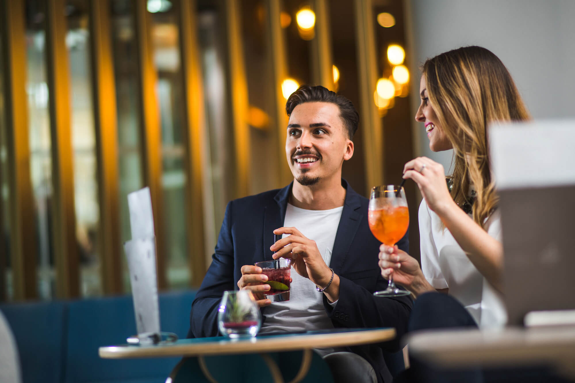 Couple enjoying cocktails at Apex City of Bath Hotel