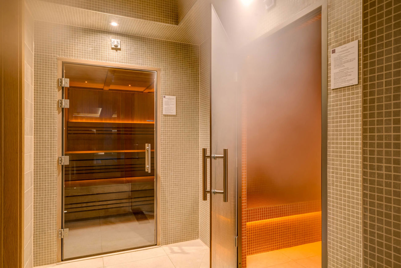 Sauna and steam room at Apex City of Bath Hotel