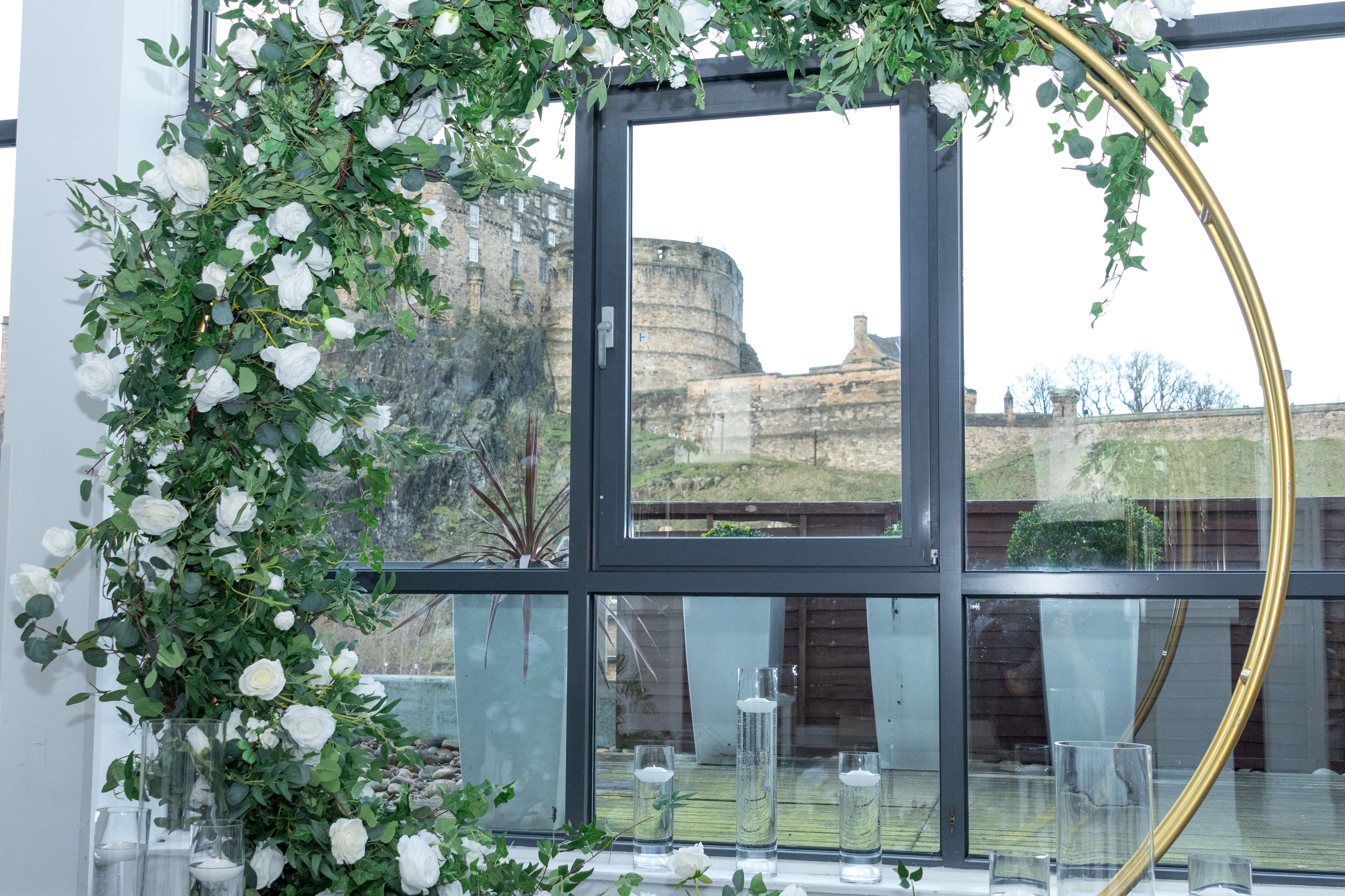 Wedding Ceremony Display With Castle Views