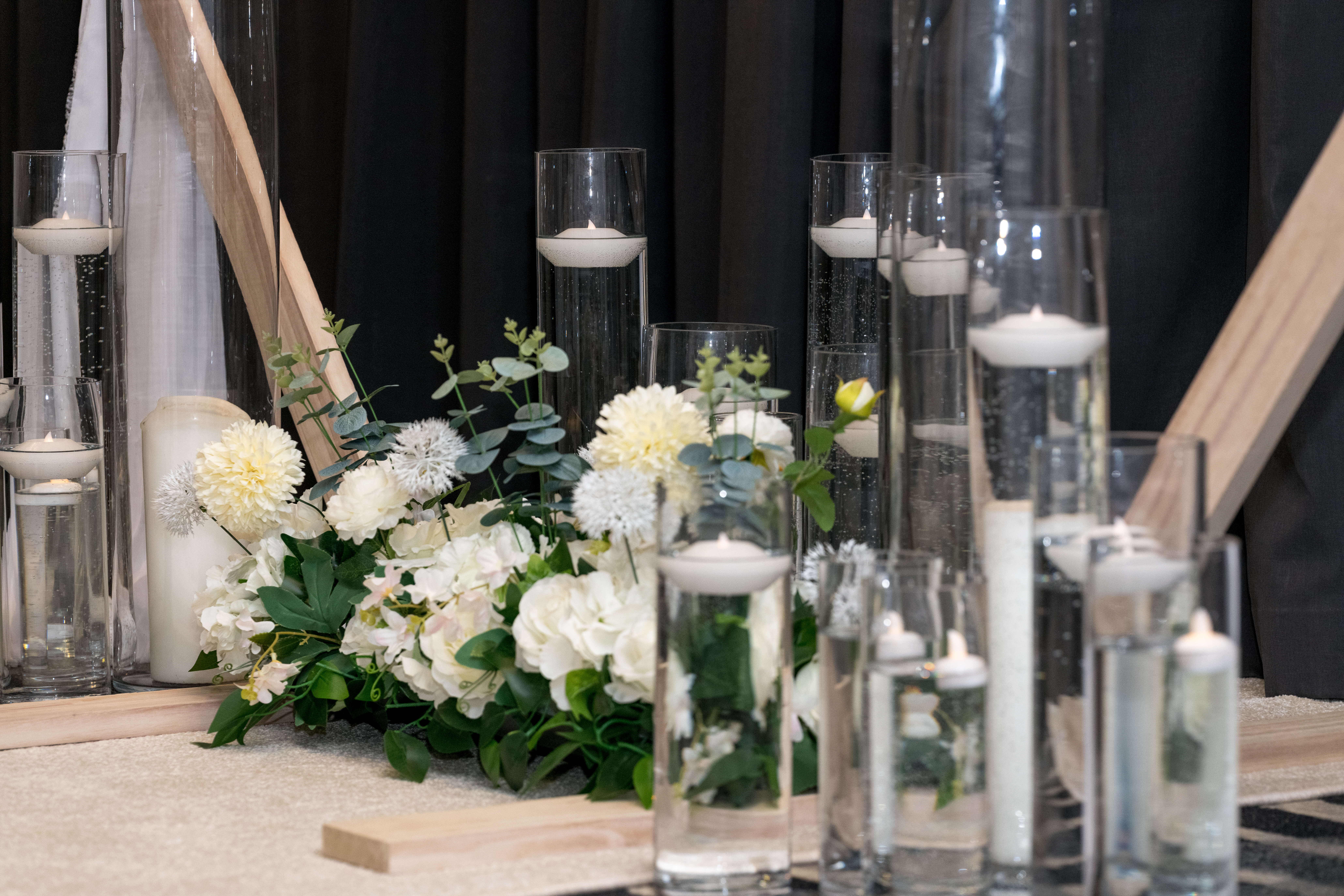 Candle and Floral Arrangement