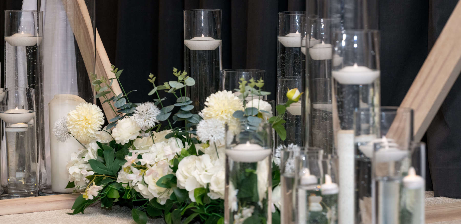 Candle and Floral Arrangement