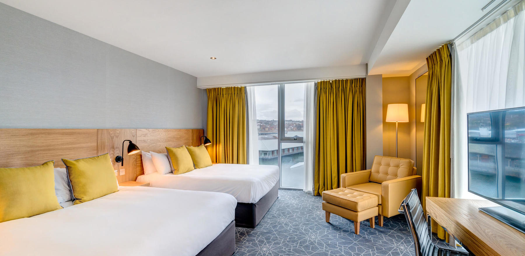 Family Room at Apex City Quay Hotel & Spa King-size bed and sofa bed