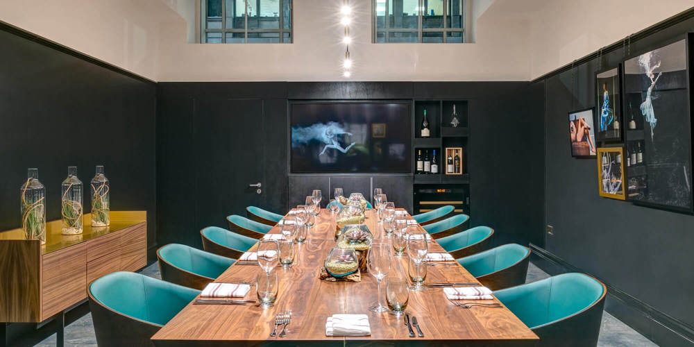 The Liberality Room set up boardroom style for private dining at Lazy Ballerinas The Liberality Room set up boardroom style for private dining at Lazy Ballerinas