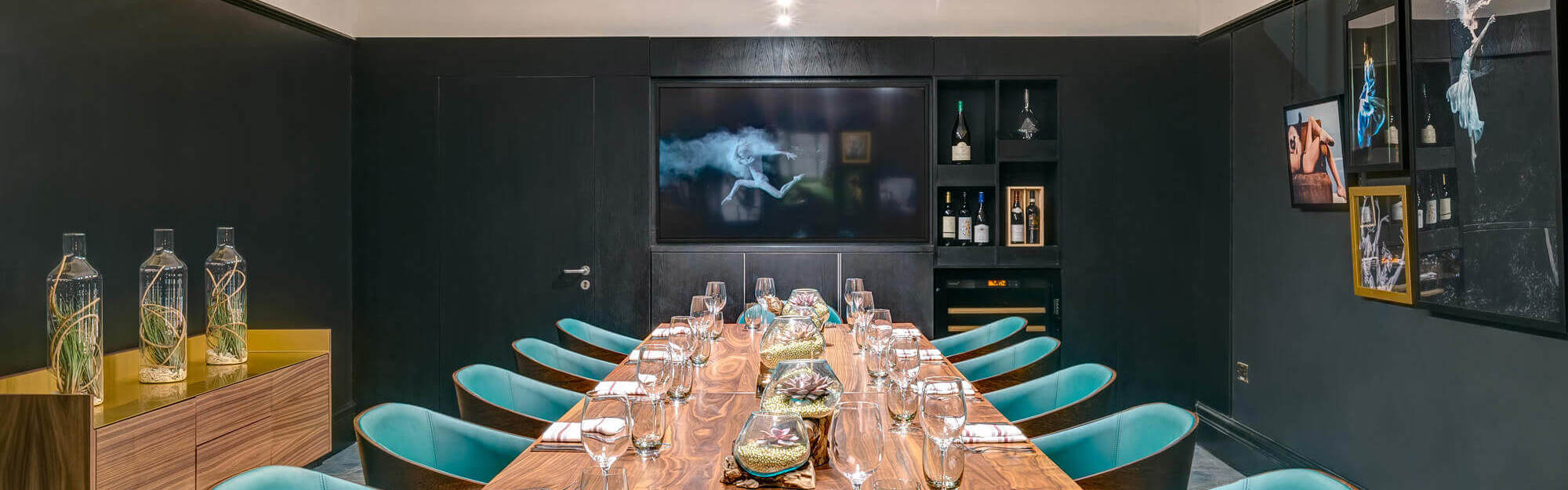 The Liberality Room set up boardroom style for private dining at Lazy Ballerinas The Liberality Room set up boardroom style for private dining at Lazy Ballerinas