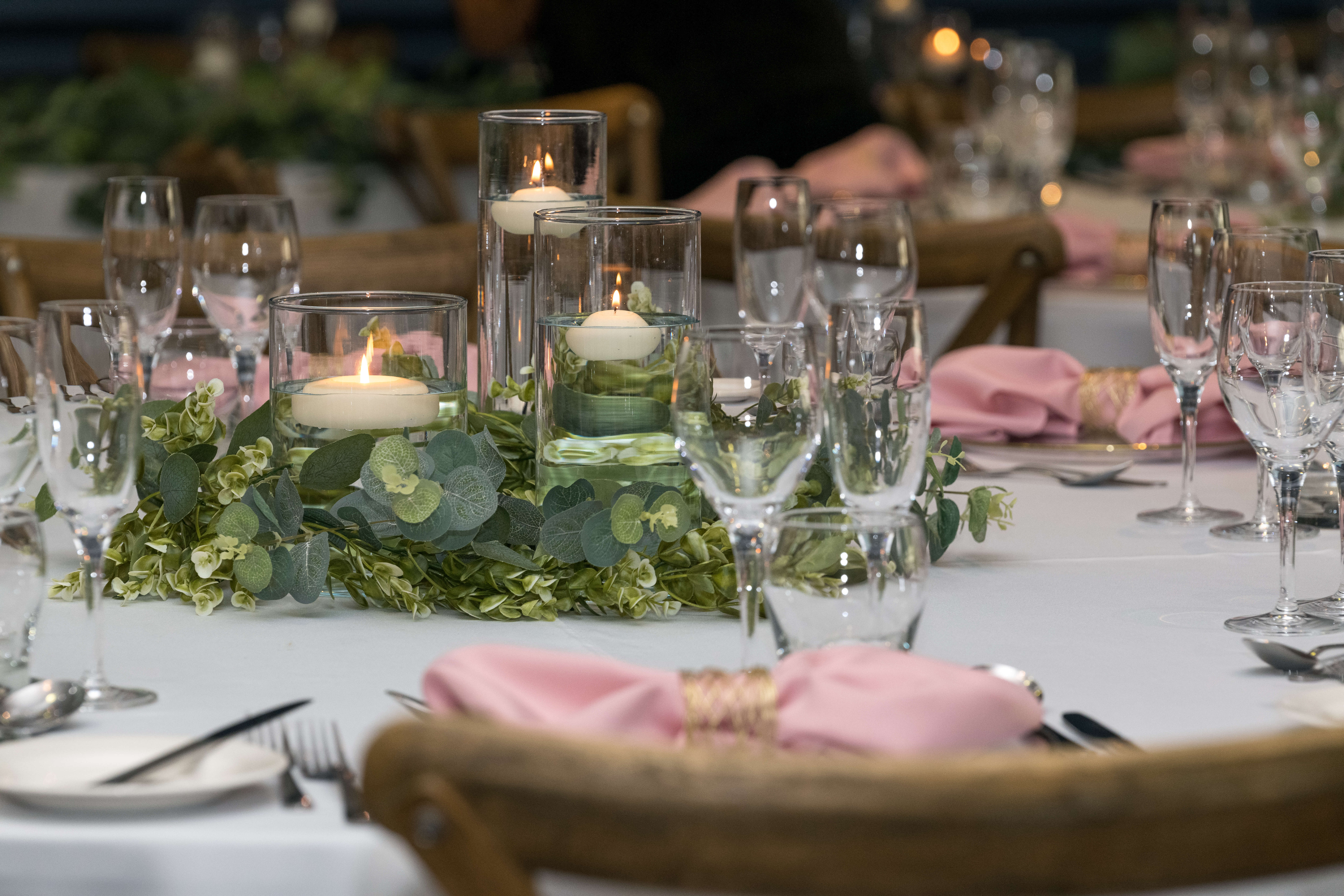 Table Settings With Greenery and Glasses