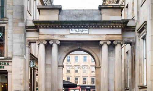 Royal Exchange Square in Glasgow Royal Exchange Square archway in Glasgow