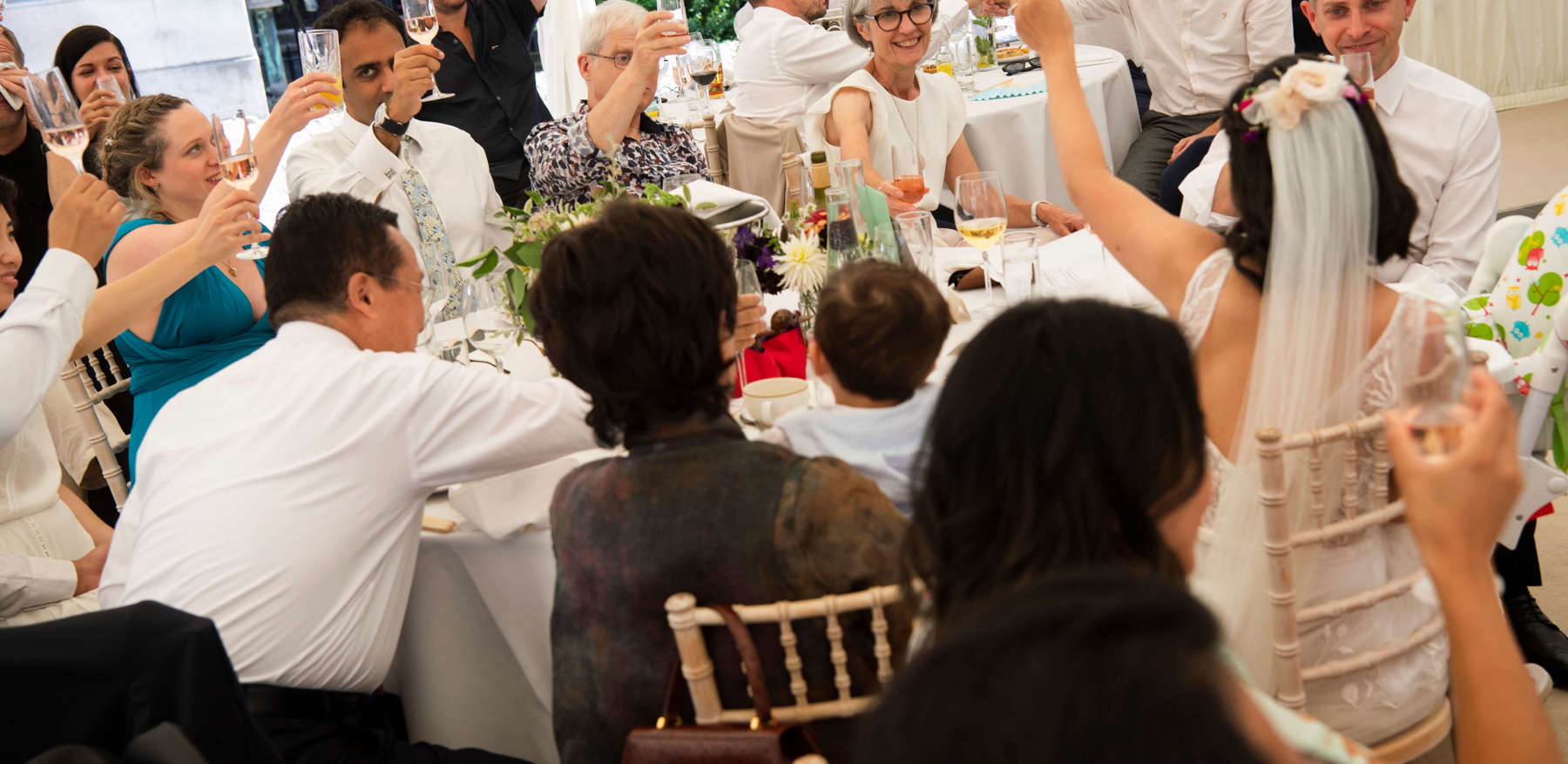 Wedding guests cheering Wedding guests cheering
