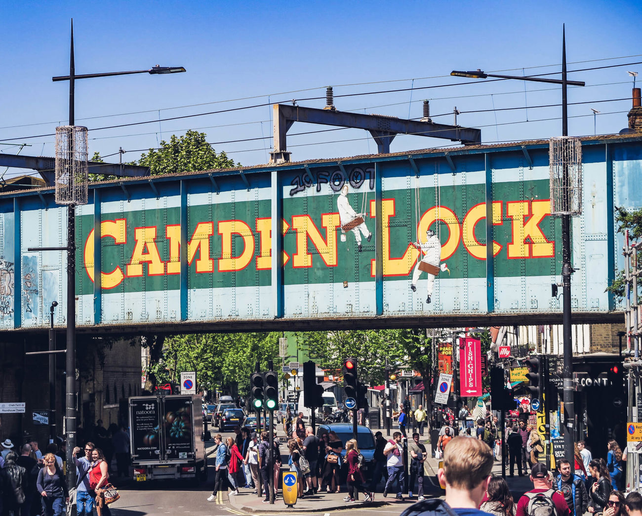 Camden Lock market sign on bridge