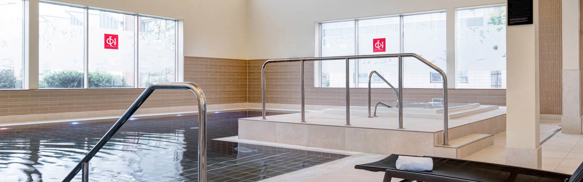 Yu Spa swimming pool Yu Spa swimming pool with poolside loungers